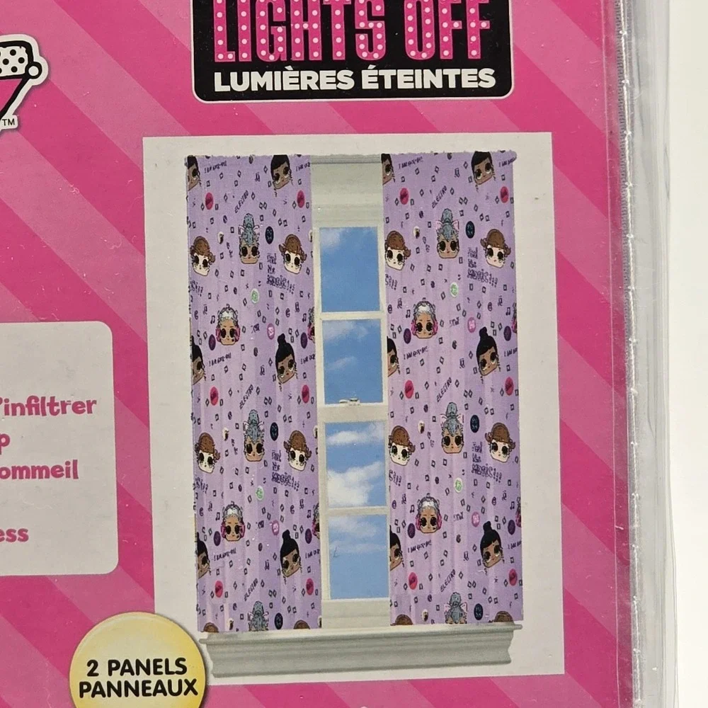 LOL Surprise‎ Room Darkening Window Panels 2 Purple 42x63 Kids Franco Curtains